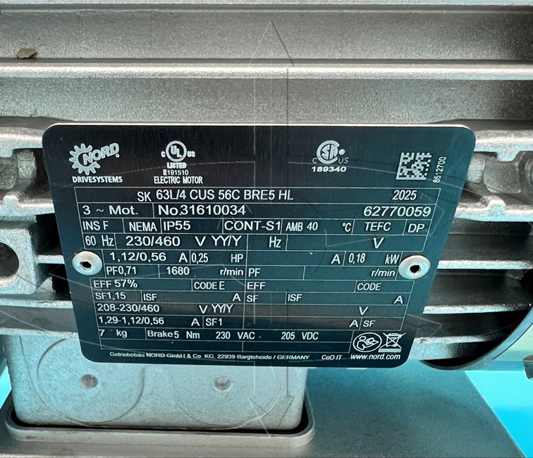 Nord 31610034 63L/4 56C BRE5 1/4 HP IP55 Brakemotor - Image 3
