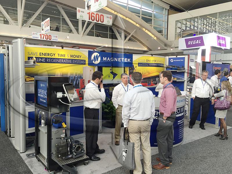 The booth for Magnetek was packed with displays and components that we use on a daily basis.