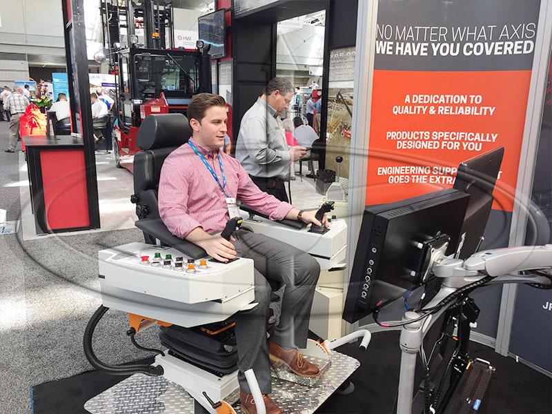 This demonstrator and training system helps develop operator skills and shows off the SYNERGY chair (formally known as the FSRHDG). Jared Hines was our best operator!