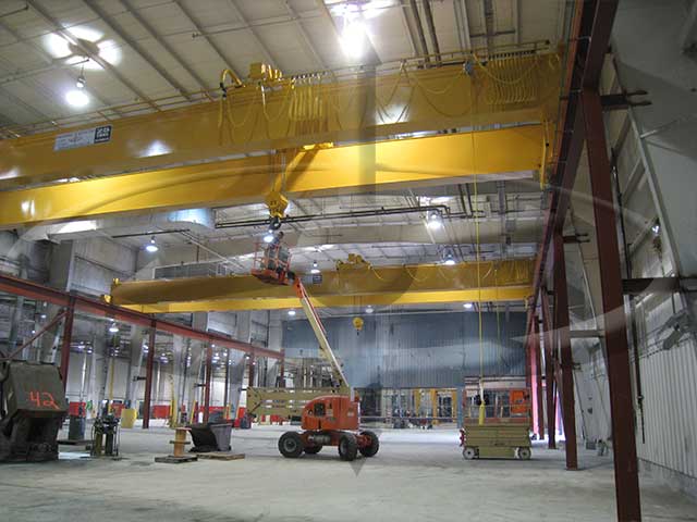 50-ton Runway with (2) 25-ton Cranes Installed